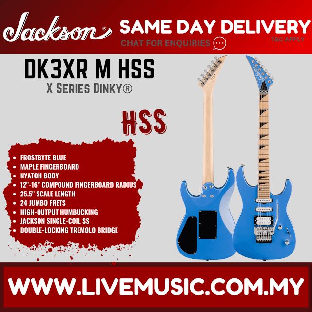 Jackson X Series DK3XRM HSS Electric Guitar, Maple FB, Frostbyte Blue