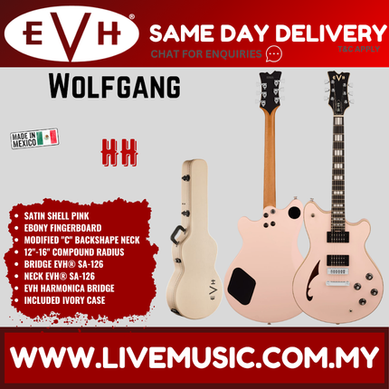 EVH SA-126 Special Semi-Hollowbody Electric Guitar, Ebony FB, Satin Shell Pink