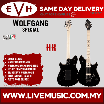 EVH Wolfgang Special Electric Guitar, Maple FB, Gloss Black