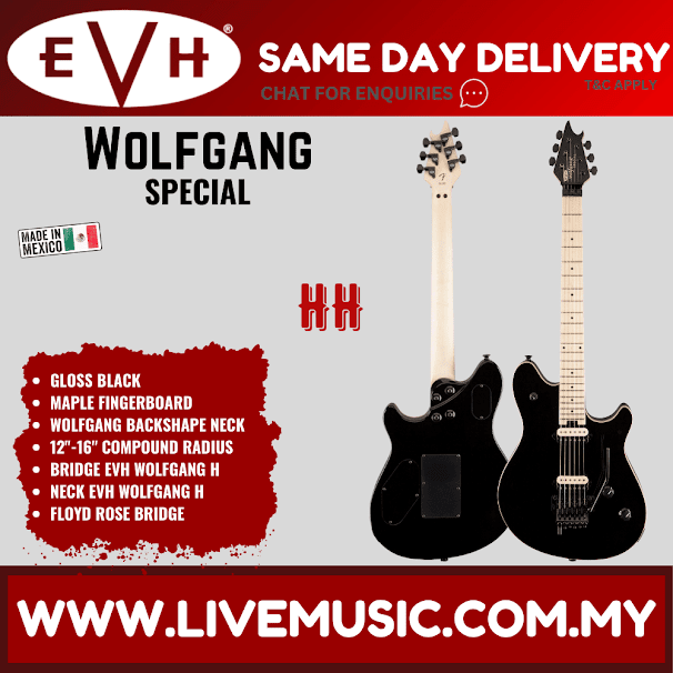 EVH Wolfgang Special Electric Guitar, Maple FB, Gloss Black