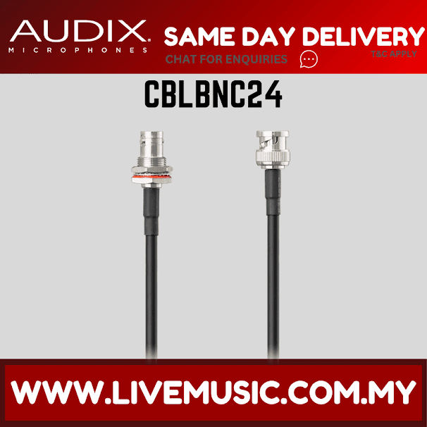 Audix CBLBNC24 24" Inch 50-Ohm BNC Cables for Front Mounting Antennas (CBLBNC24)