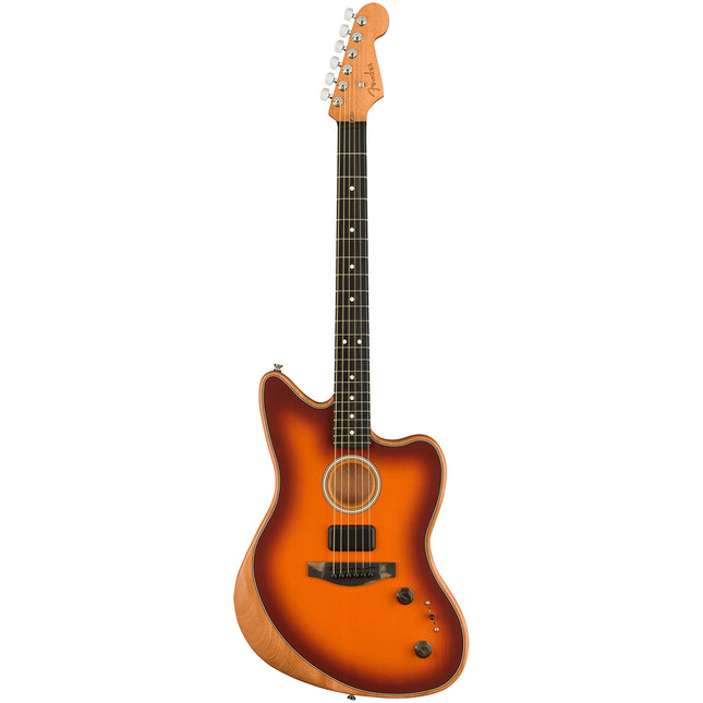 Tobacco sunburst Acoustasonic Jazzmaster acoustic guitar, full front view