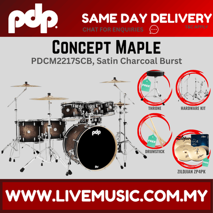 PDP by DW CM7 Concept Maple Shell Pack - 7-piece with Zildjian ZP4PK Cymbals - (PDCM2217)