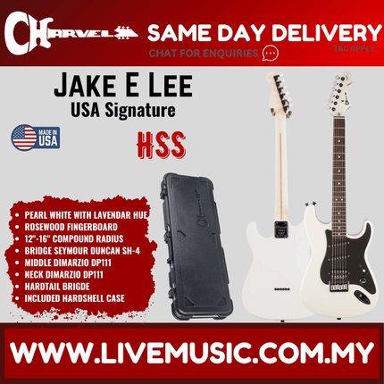 Charvel Jake E Lee Signature Electric Guitar, RW FB, Pearl White w/Lavender Hue