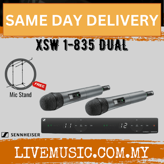 Sennheiser XSW 1-835 Dual Wireless Dual Handheld Microphone System With Microphone Stand ( XSW1 835 / XSW1835 )