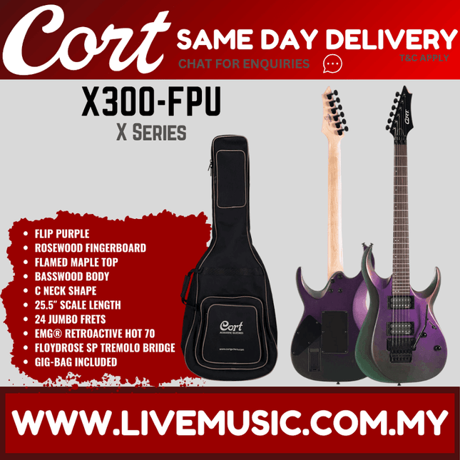 Cort X Series X300-FLP Electric Guitar with Bag ( X300FLP / X300 FLP )