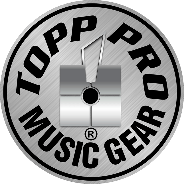 Circular KOPP PRO MUSIC GEAR emblem with black lettering and gray center