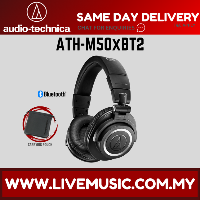 Audio Technica ATH-M50xBT2 Closed-back Studio Monitoring Headphones with Bluetooth (ATH M50xBT2 / M50xBT)