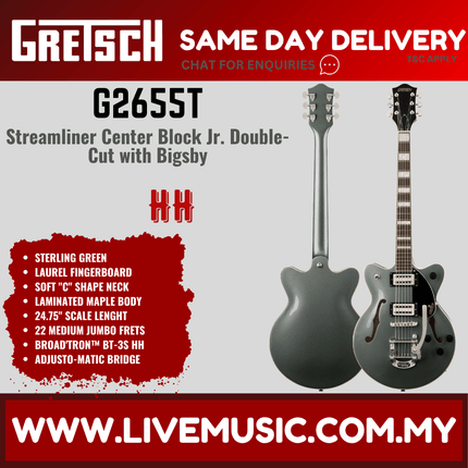 Gretsch Streamliner Centre Block Jr double-cut electric guitar, Sterling Green