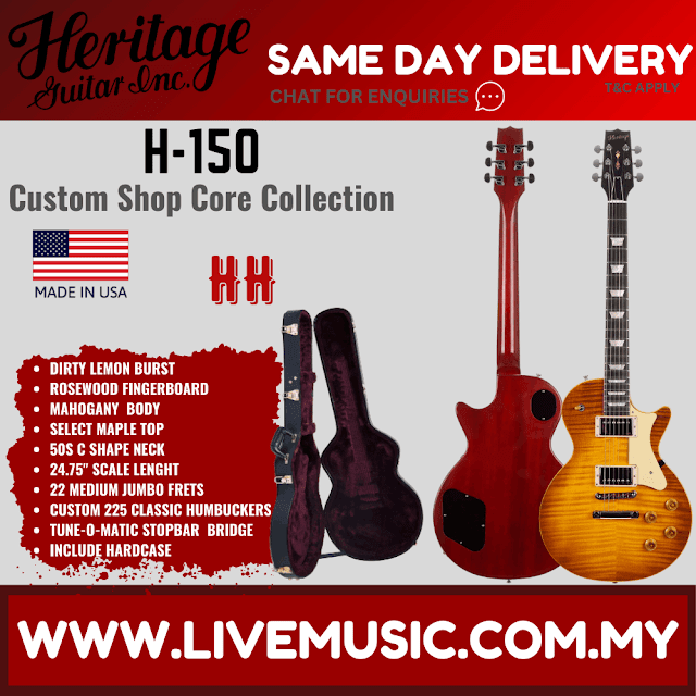 Heritage Custom Shop Core Collection H-150 Electric Guitar with Case, Dirty Lemon Burst ( H150 / H 150 )