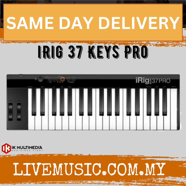IK Multimedia iRig Keys 37 Pro - The affordable 37 key USB MIDI controller for Mac/PC - Black (Keys37/Keys-37)