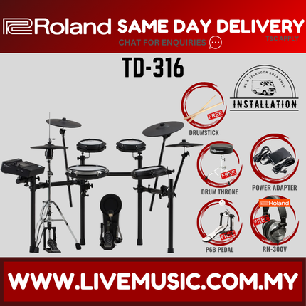 Roland TD-316 Electronic Digital Drum Set w/Accessories ( TD316 TD 316 ) Replace TD17KVX2 TD-17KVX2