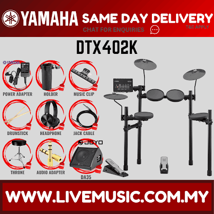 Yamaha DTX402K 5-Piece Electronic Drum Set with Amplifier Drumsticks and Throne ( DTX-402K )