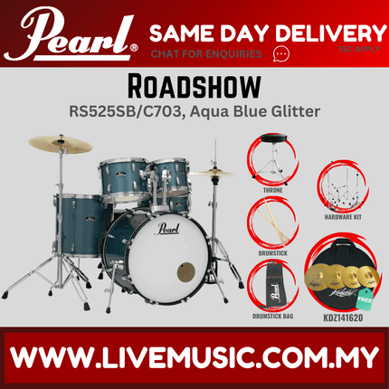 Pearl Roadshow RS525SB/C Drum Set with KDZ141620 Cymbal set, Drum Throne