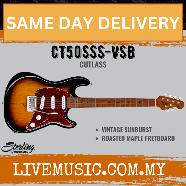 Sterling Cutlass CT50SSS Electric Guitar, Roasted Maple Fretboard - Vintage Sunburst (CT50-SSS/CT50SSS-VSBS)