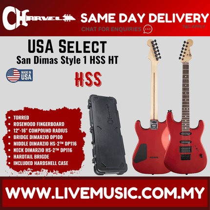 Charvel USA Select San Dimas Style 1 HSS HT Electric Guitar, RW FB, Torred