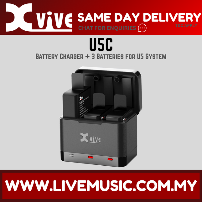 Xvive Audio U5C Battery Charger Case with Three Batteries for U5 Wireless Systems ( U 5C )