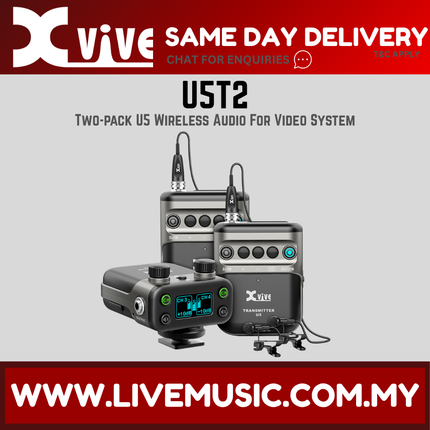 Xvive U5T2 2 Channel Wireless Audio For Video System With LV1 Lavalier Mic For Microphones And DSLR Camera (U5 T2)