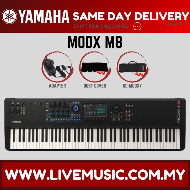 Yamaha MODX M8 88 GHS-weighted Key Synthesizer with Yamaha ORIGINAL Padded Bag ( MODXM8 / MODX-M8 ) Replace MODX 8+ MODX8+