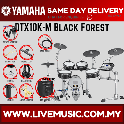 Yamaha DTX10K-M Electronic Drum Set With Amplifier And Drum Throne - Black Forest ( DTX10 / DTX10K / DTX10KM )