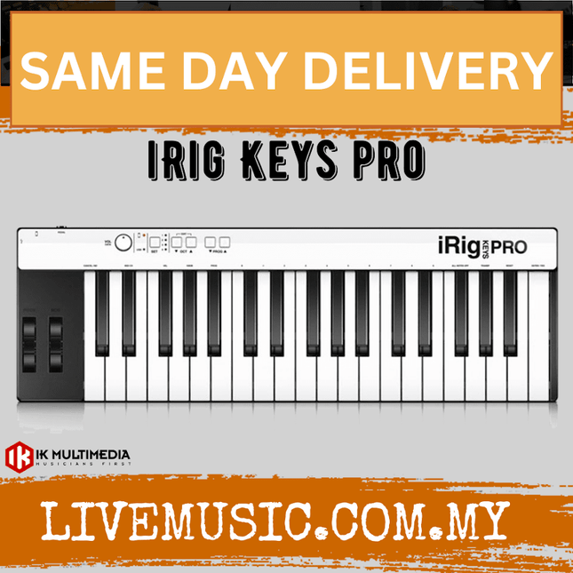 IK Multimedia iRig Keys Pro - The affordable 37 key USB MIDI controller for Mac/PC - White (Keys37/Keys-37)