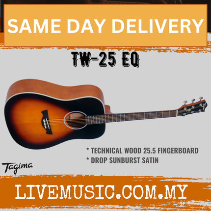 Tagima TW-25 Woodstock Series Dreadnought Electric-Acoustic Guitar Spruce Top - Drop Sunburst Satin ( TW 25 / TW25 )