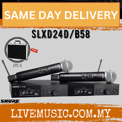 Shure SLXD24D/B58 Digital Wireless Dual Handheld Microphone System ( SLXD SLXD24D-B58 / SLXD24DB58 )