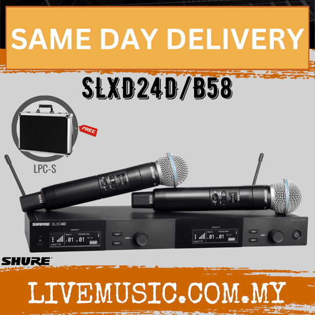 Shure SLXD24D/B58 Digital Wireless Dual Handheld Microphone System ( SLXD SLXD24D-B58 / SLXD24DB58 )