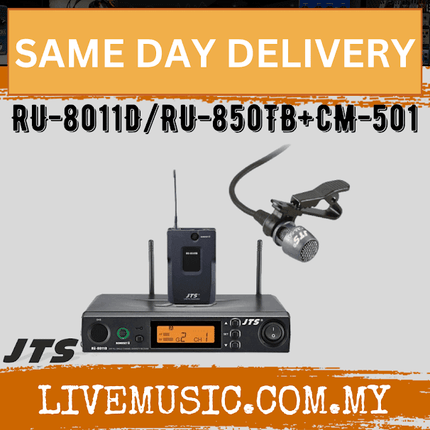 JTS RU-8011D/RU-850TB+CM-501 UHF single channel PLL diversity receiver with Plastic Body-pack transmitter + lavaliere microphone