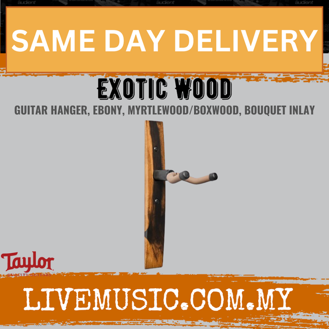 Taylor Exotic Wood Guitar Hanger, Ebony, Myrtlewood/Boxwood, Bouquet Inlay