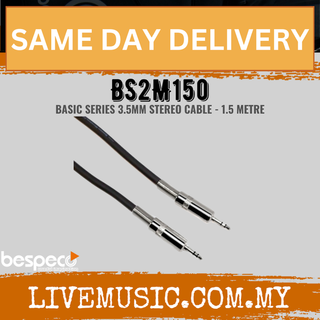 Bespeco BS2M150 1.5 Metres (3.5mm Stereo Jack – 3.5mm Stereo Jack)