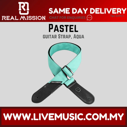 Real Mission Pastel Series Guitar Strap - Aqua / Black / Grey / Pink / White / Sky Blue