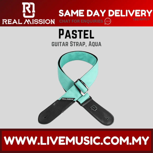 Real Mission Pastel Series Guitar Strap - Aqua / Black / Grey / Pink / White / Sky Blue