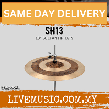 13-inch Sultan hi-hats cymbals pair with stand rod and bronze finish