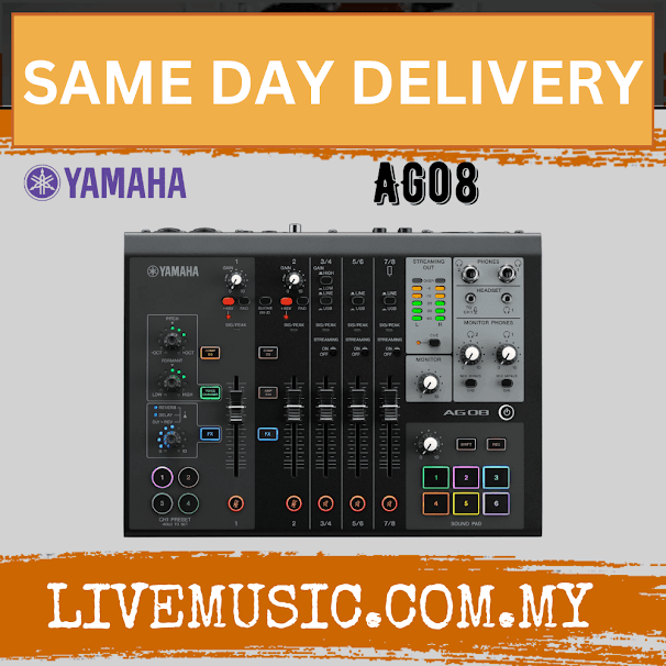 Yamaha AG08 8-channel Mixer/USB Interface for Mac/PC - Black / White ( AG-08 / AG 08 )