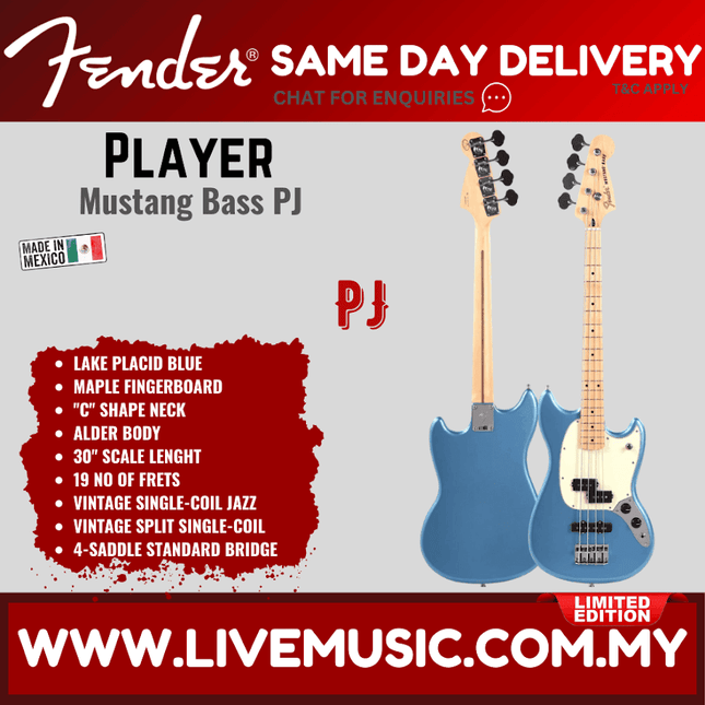 Lake Placid Blue electric bass guitar with PJ pickups and maple fingerboard