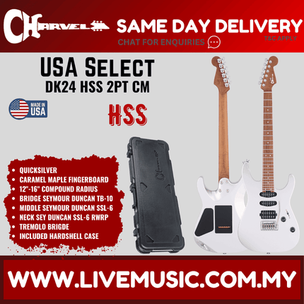 Charvel USA Select DK24 HSS 2PT CM QM Electric Guitar, Caramelized Maple FB, Quicksilver