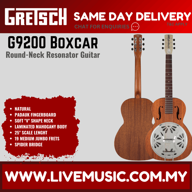 Gretsch G9200 Boxcar Round-Neck Mahogany Body Resonator Guitar, Natural