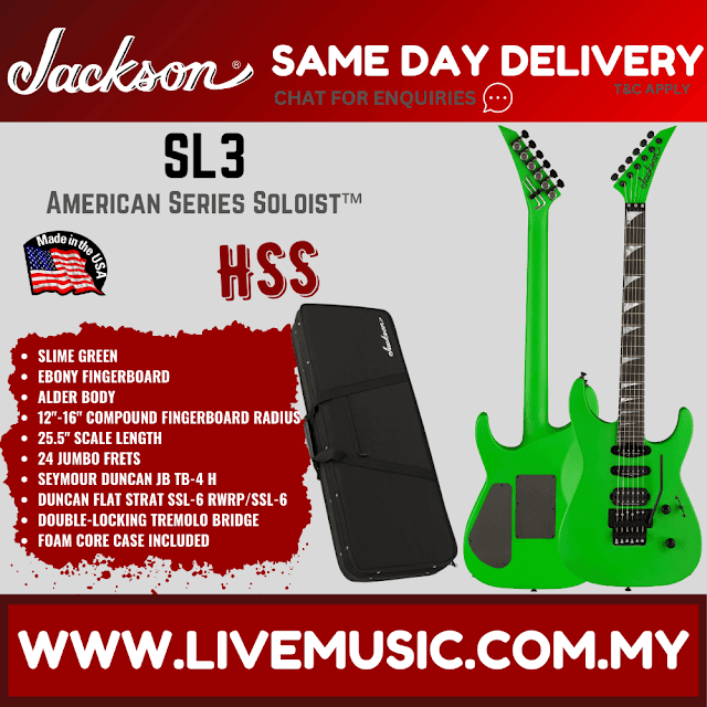 Jackson American Series Soloist SL3 Electric Guitar, Slime Green