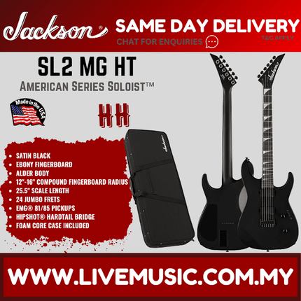 Jackson American Series Soloist SL2 HT MG Electric Guitar, Satin Black