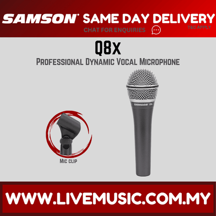 Samson Q8x - Professional Dynamic Handheld Microphone (Q8-x/Q8 X)