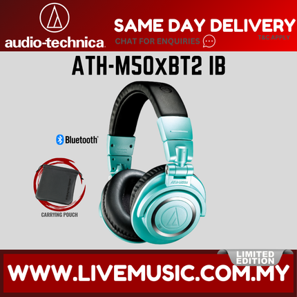 Audio-Technica ATH-M50xBT2 Wireless Over-Ear Headphones, Ice Blue ( ATHM50xBT2IB / ATH M50xBT2IB )