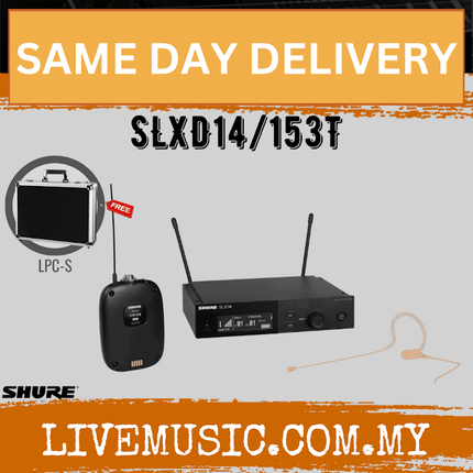Shure SLXD14/153 Wireless Mic System With SLXD1 Bodypack Transmitter And MX153T Earset Headwon Microphone ( SLXD SLXD14-153 / SLXD14 )