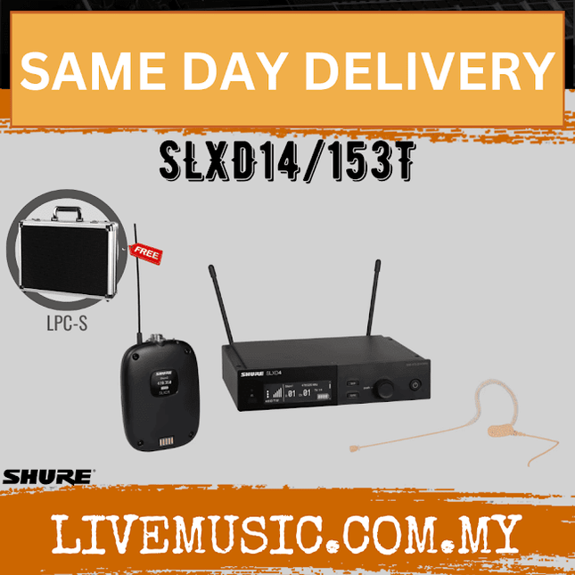 Shure SLXD14/153 Wireless Mic System With SLXD1 Bodypack Transmitter And MX153T Earset Headwon Microphone ( SLXD SLXD14-153 / SLXD14 )