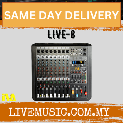 IVA LIVE-8, 8 Mic, 4 Aux Out, Live Mixer C/W FX, Pendrive USB Record+Playback & Bluetooth ( Live8 / Live 8 )