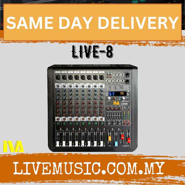 IVA LIVE-8, 8 Mic, 4 Aux Out, Live Mixer C/W FX, Pendrive USB Record+Playback & Bluetooth ( Live8 / Live 8 )