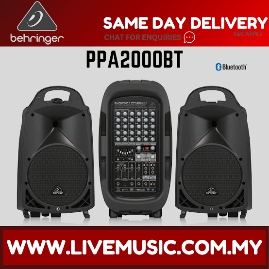 Behringer Europort PPA2000BT Portable PA System Set w/Speaker Stand ( PPA-2000BT / PPA 2000BT )