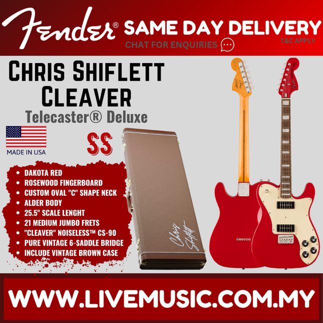 Fender Chris Shiflett Cleaver Telecaster Deluxe Electric Guitar, RW FB, Dakota Red