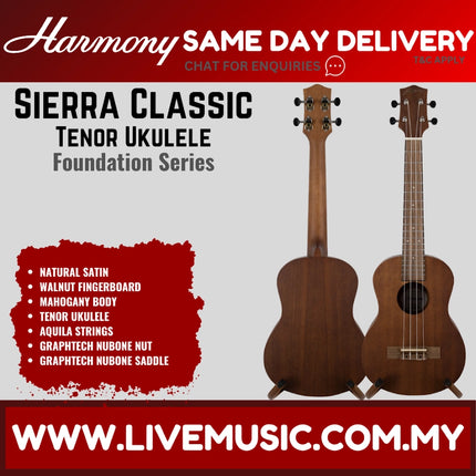 Harmony Foundation Series Sierra Classic Tenor Ukulele, Natural Satin