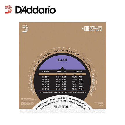 D'Addario EJ44 -Pro-Arté Nylon Classical Strings, Extra Hard Tension (DAddario)
